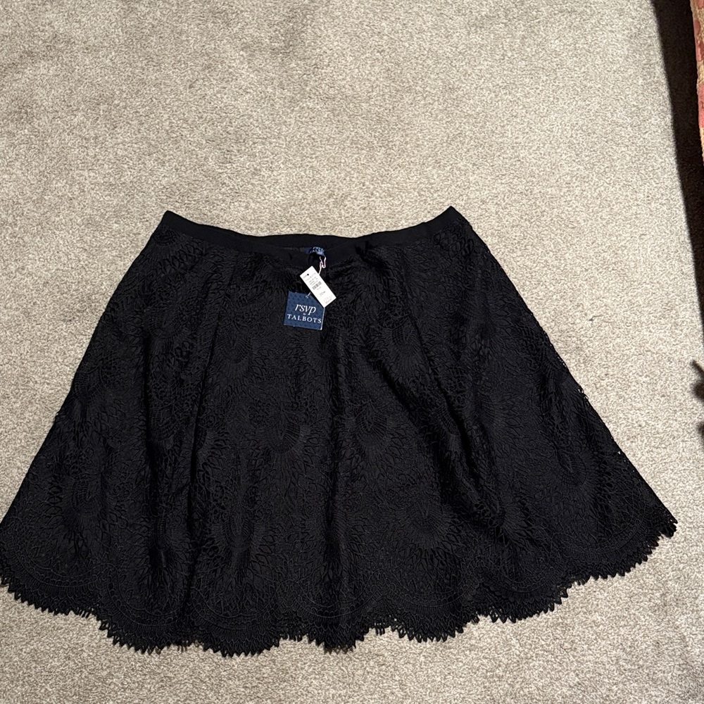 Talbots Black A-Line Lace Skirt